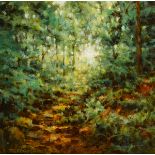 Trevor Geoghegan (b.1946) DRY BED, WOODLAND, 1996 acrylic on panel signed lower left; titled on