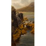 Alexander Williams RHA (1846-1930) CLIFFS AND BEACH, ACHILL ISLAND oil on canvas signed lower