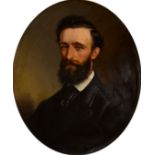 Margaret Allen HRHA (1830-1914) PORTRAIT OF A GENTLEMAN, 1870 oil on canvas; (tondo) signed and