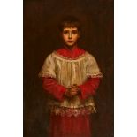 Sarah Henrietta Purser HRHA (1848-1943) THEOCRITE [THE LITTLE ACOLYTE] 1886 oil on canvas titled [
