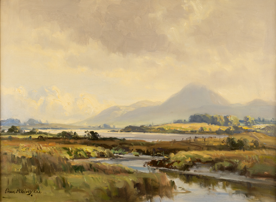 Frank McKelvey RHA RUA (1895-1974) MOURNES FROM DUNDRUM, COUNTY DOWN oil on canvas signed lower