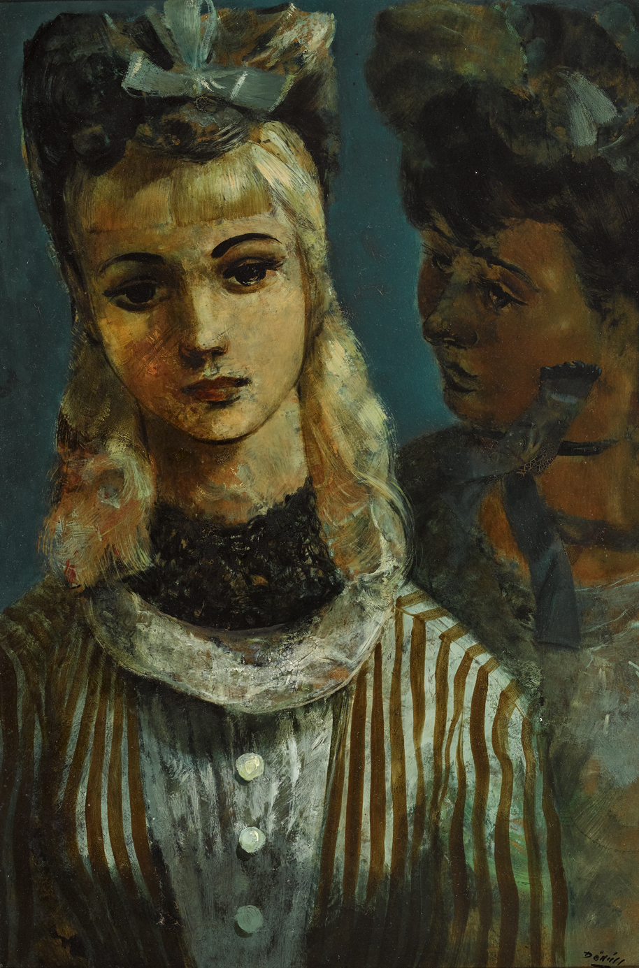 Daniel O'Neill (1920-1974) STAGE GIRLS oil on board signed lower right; titled on reverse 21 by