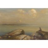 George Russell ("Æ") (1867-1935) THE VIEW FROM THE ROCKS oil on canvas 16 by 24in. (40.6 by 61cm) 23