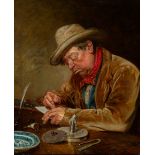 Attributed to Richard Staunton Cahill (1826-1904) GENTLEMAN SEALING A LETTER, c. 1860-1870s oil on