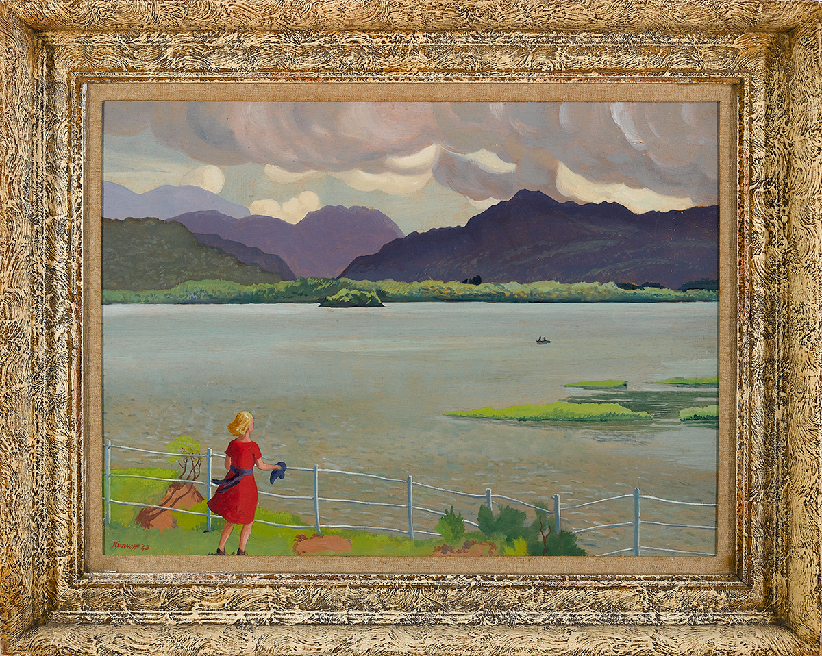 Harry Kernoff RHA (1900-1974) VIEW FROM THE LAKE HOTEL, KILLARNEY, COUNTY KERRY, 1943 oil on board - Image 2 of 5