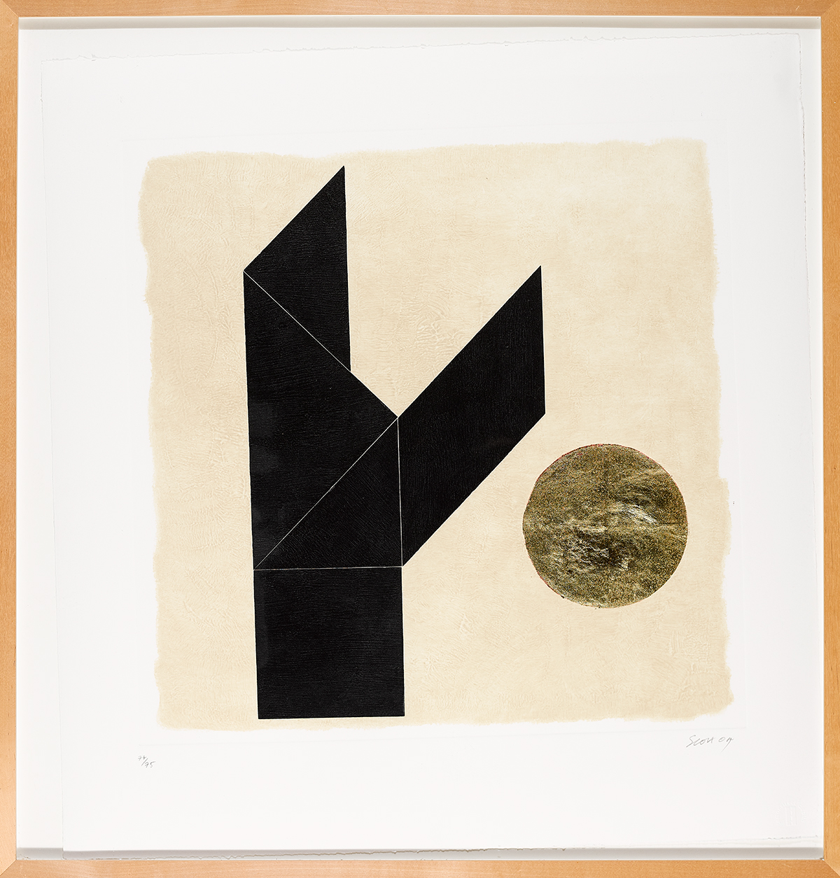 Patrick Scott HRHA (1921-2014) TANGRAM II, 2004 carborundum and gold leaf; (no. 74 from an edition - Image 2 of 4