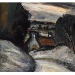Peter Collis RHA (1929-2012) SNOW IN MEATH oil on board signed lower left; with artist's studio