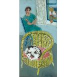 Gerard Dillon (1916-1971) CAT IN THE CANE CHAIR oil on board signed lower right; titled on