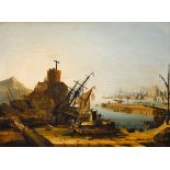 William Sadler II (c.1782-1839) A HARBOUR WITH SHIPS oil on panel 16 by 22in. (40.6 by 55.9cm) 25.25