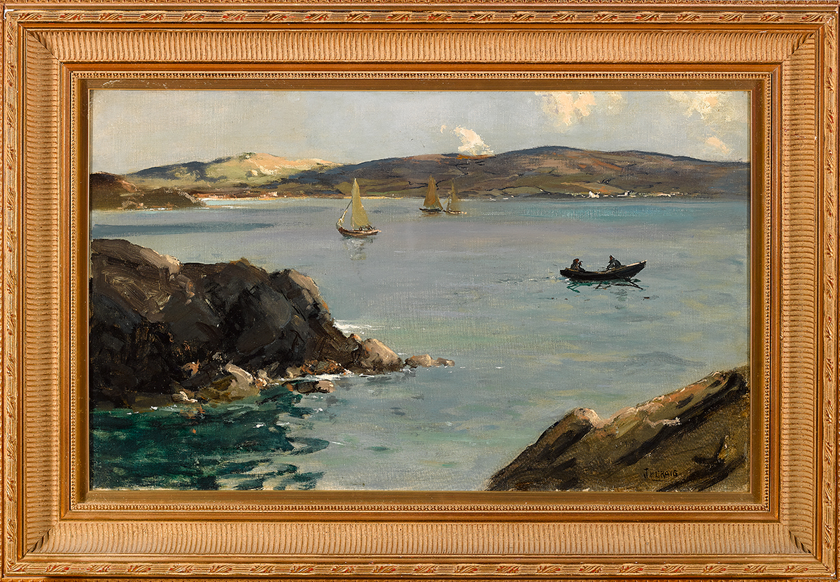 James Humbert Craig RHA RUA (1877-1944) BOATS AT SEA oil on canvas signed lower right 16 by 26in. ( - Image 2 of 5