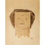 Patrick Scott HRHA (1921-2014) HEAD OF A GIRL, 1959 ink and crayon on tinted paper signed and