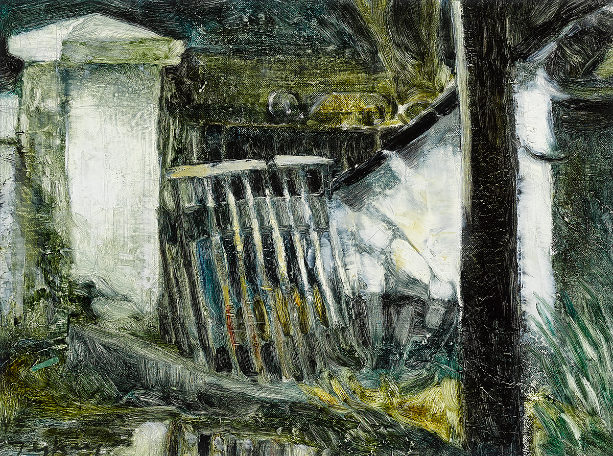 Donald Teskey RHA (b.1956) BROKEN GATE, NEAR MILLTOWN, DUBLIN oil on canvas laid on board signed