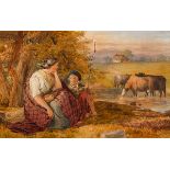 Richard Rothwell RHA (1800-1868) MOTHER AND CHILD IN LANDSCAPE watercolour signed lower right;