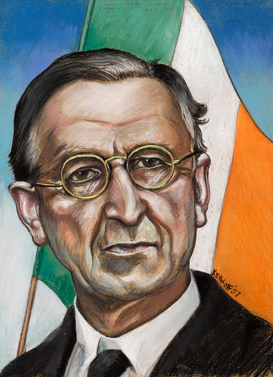 Harry Kernoff RHA (1900-1974) EAMON DE VALERA, 1957 pastel on buff coloured paper signed and dated