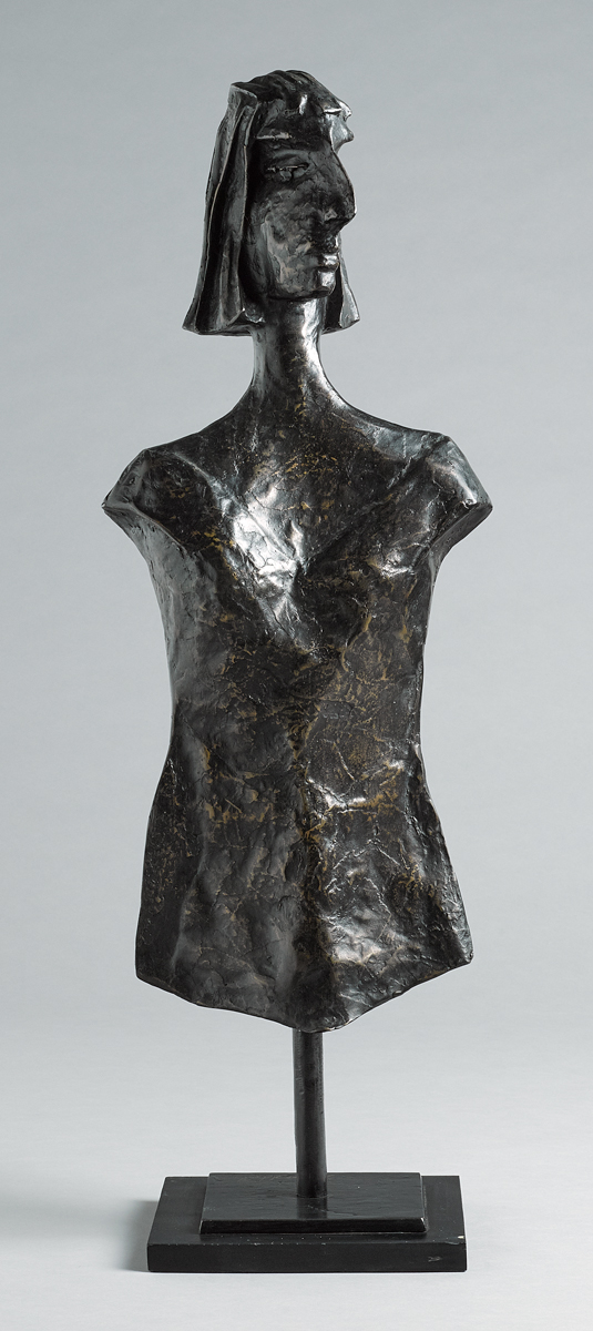 Graham Knuttel (b.1954) HEAD OF A GIRL bronze with black marble base; (no. 3 from an edition of 8)