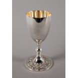 Elizabeth II silver goblet. Sheffield Jubilee hallmark for 1977, plain form with embossed with
