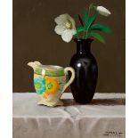 Pádraig Lynch (b.1936) CHRISTMAS ROSE WITH CLARICE CLIFF JUG, 2018 oil on board signed lower