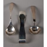 Pádraig Ó Mathúna (1925-2019) IRISH SILVER SPOONS AND TONGS 2012-2013 (4) A sugar spoon,