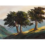 Val McGann TREES IN A LANDSCAPE oil on board signed lower left 20 by 24in. (50.8 by 61cm) 23 by