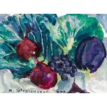 Nuala Stephenson (1921 - 2010) RED ONIONS oil on canvas signed lower left; titled on reverse 12 by