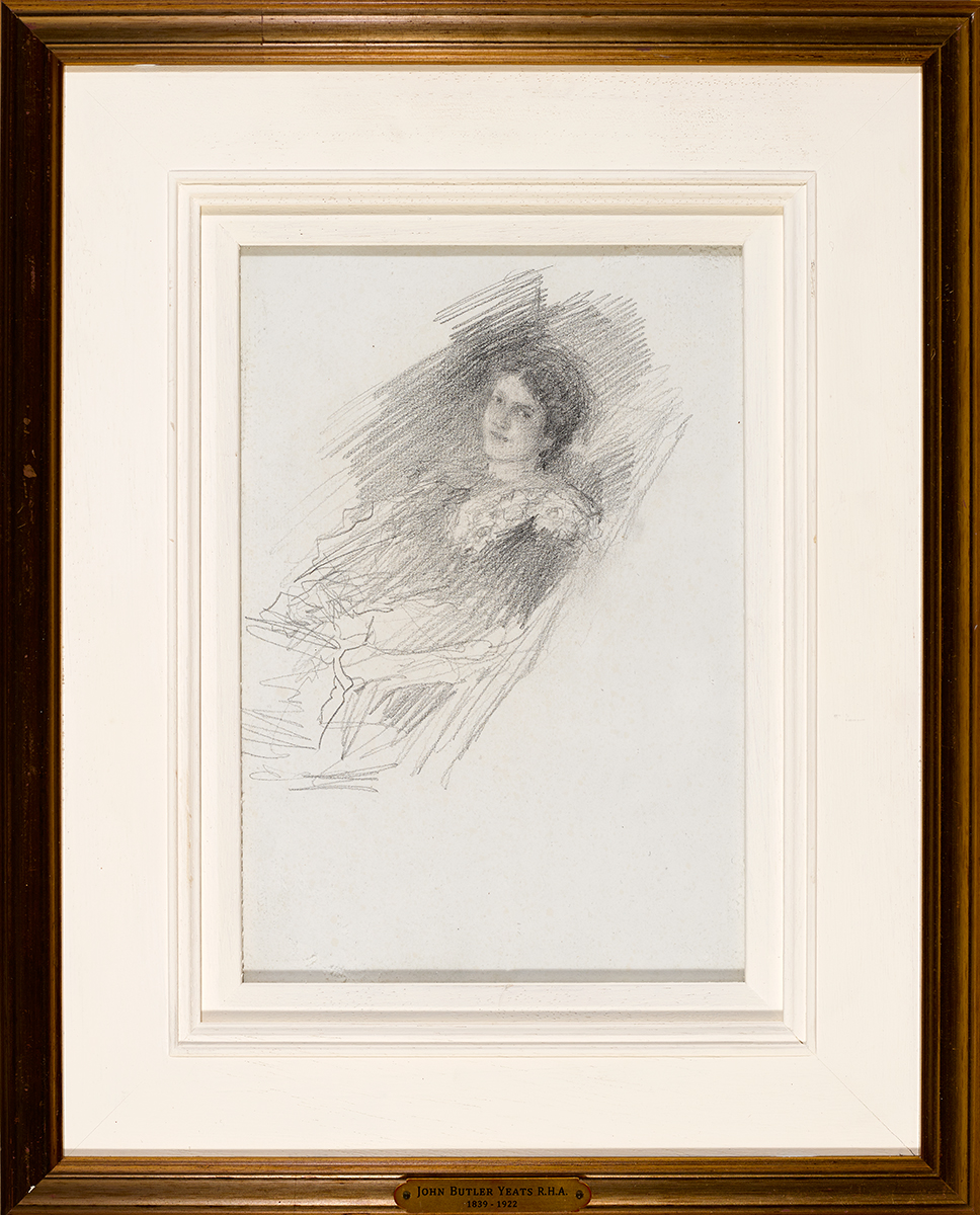 John Butler Yeats RHA (1839-1922) YOUNG WOMAN pencil 9.50 by 6.75in. (24.1 by 17.1cm) 15.75 by 12. - Image 2 of 3