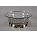 Circa 1930 heavy crystal bowl by Baccarat on a silver base. Base with a Paris .950 hallmark 4 by