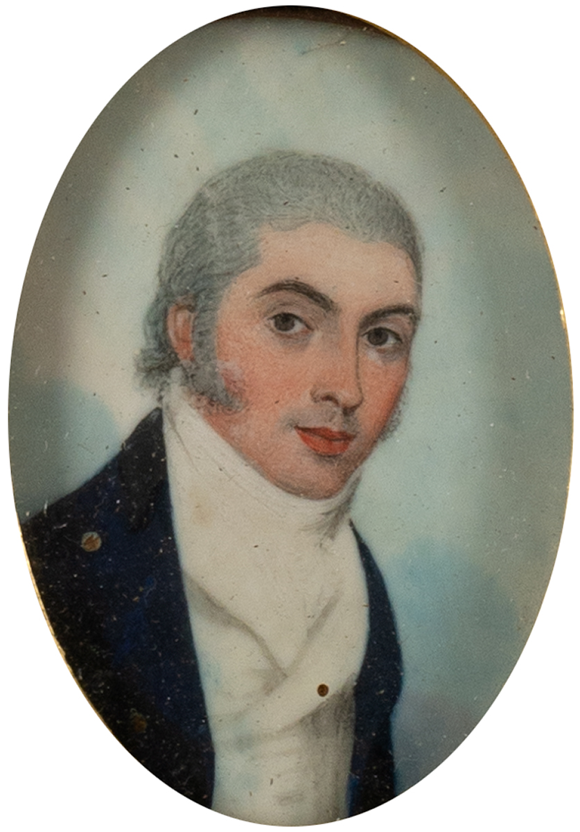 19th Century English School PORTRAIT OF ROBERT ATKINS, MARRIED TO CHARLOTTE GOING miniature; (oval)