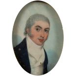 19th Century English School PORTRAIT OF ROBERT ATKINS, MARRIED TO CHARLOTTE GOING miniature; (oval)