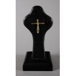 Pádraig Ó Mathúna (1925-2019) IRISH GOLD CRUCIFIX 1975 gold on bog oak Signed dated [1975] and