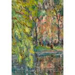 Fergus O'Ryan RHA (1911-1989) SPRING, ST. STEPHEN'S GREEN, DUBLIN oil on board signed lower right;