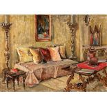 20th Century Eastern European School INTERIOR oil on canvas indistinctly signed lower right 20 by