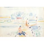 Father Jack P. Hanlon (1913-1968) BATHERS, 1943 watercolour signed and dated lower right 10 by 15in.