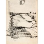 Attributed to Patrick Hickey HRHA (1927-1998) LANDSCAPE pencil and ink 20 by 14.75in. (50.8 by 37.