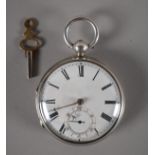 Victorian silver pocket watch by John Donigan, Dublin. Fusée with lever escapement, gold shamrock