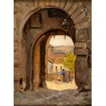 William Crampton Gore RHA (1871-1946) GATEWAY AT TOLEDO oil on board titled on reverse 13.50 by