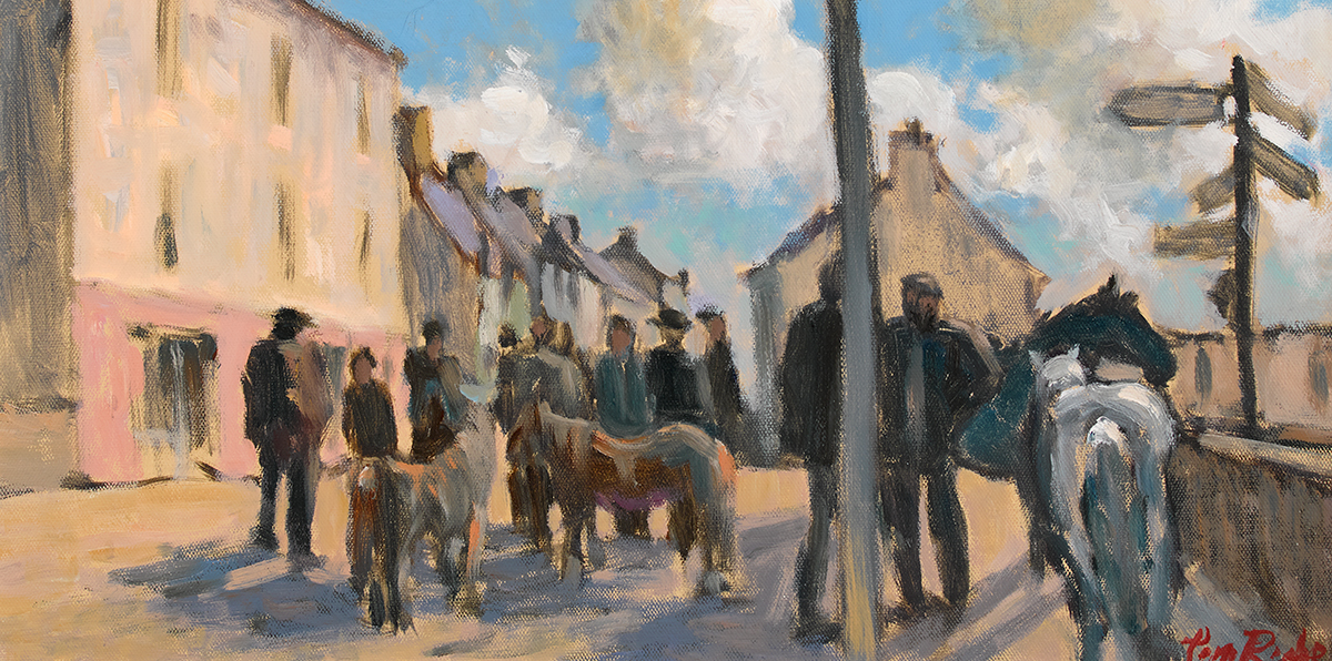 Tom Roche (b.1940) DINGLE HORSE FAIR, COUNTY KERRY oil on canvas signed lower right 10 by 20in. (