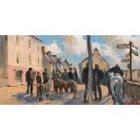Tom Roche (b.1940) DINGLE HORSE FAIR, COUNTY KERRY oil on canvas signed lower right 10 by 20in. (