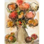 Gladys Maccabe MBE HRUA ROI FRSA (1918-2018) STILL LIFE WITH FLOWERS AND FRUIT watercolour signed
