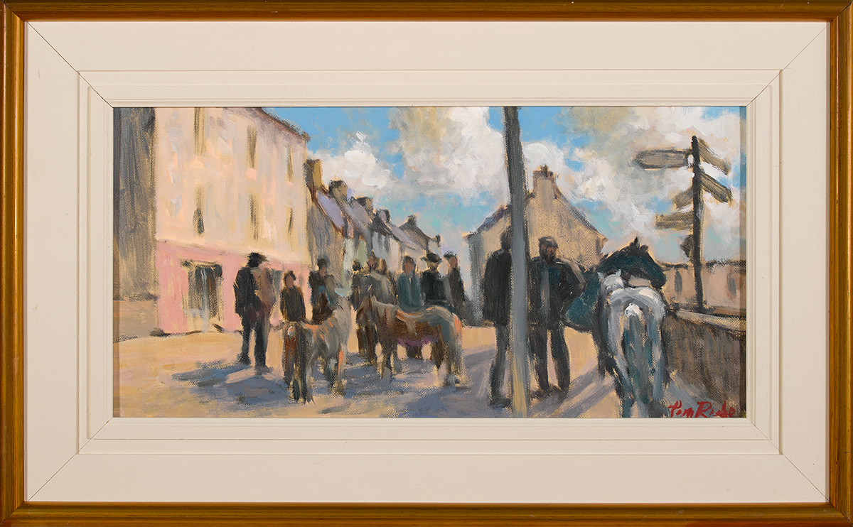 Tom Roche (b.1940) DINGLE HORSE FAIR, COUNTY KERRY oil on canvas signed lower right 10 by 20in. ( - Image 2 of 4