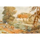 T. Dowling RURAL SCENE WITH SHEPHARD watercolour signed lower right 7 by 10in. (17.8 by 25.4cm) 11.5