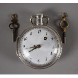 Silver pocket watch by Jean Louis Chopard Verge escapement, bullseye glass, enamel dial, arabic