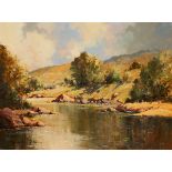 George K. Gillespie RUA (1924-1995) GLENDUN RIVER, CUSHENDUN, COUNTY ANTRIM oil on canvas signed