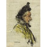 William Conor OBE RHA RUA ROI (1881-1968) THE DOWAGER crayon on tinted paper; (squared for transfer)