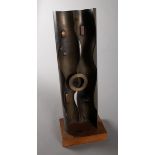 Berrell Jensen (South African, 1938-2015) ABSTRACT COMPOSITION bronze signed on plaque. 15 by 4 by