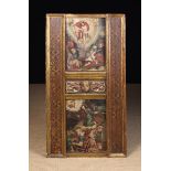 A 17th Century Spanish Tabernacle Door having an upper & lower panel painted with biblical