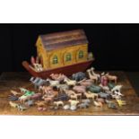 A 19th Century Painted Wooden Model of Noah's Ark along with Noah & family,