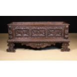A 16th/17th Century Italian Carved Walnut Cassone converted to a planter (lid removed).