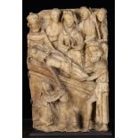 An Early 15th Century Nottingham Alabaster Relief ''The Entombment' depicting Christ being lain in