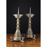 A Pair of 19th Century Neo-Gothic Pricket Candlesticks.