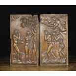A Pair of 17th Century Flemish Panels relief carved with depictions of Adam and Eve eating the